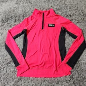 Victoria's Secret PINK Pink and Black Quarter Zip Pullover Track Jacket